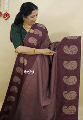 Coffee Brown - Yamini paper silk mango border and sirukattam body