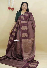 Coffee Brown - Yamini paper silk mango border and sirukattam body