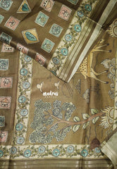 Mustard Olive - Roopa - Premium Chappa semi Tussar Silk with Cute Doodle Print - Perfect Office Wear | Casual Wear