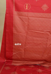 Chilli Red - Chithiram - Soft printed Paper Silk Saree with Kolam prints