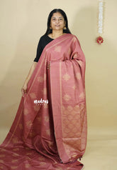 Onion Peach - Chithiram - Soft printed Paper Silk Saree with Kolam prints