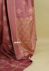 Onion Peach - Chithiram - Soft printed Paper Silk Saree with Kolam prints