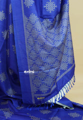 (PRE-BOOKING) MS Blue - Chithiram - Soft printed Paper Silk Saree with Kolam prints