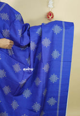 (PRE-BOOKING) MS Blue - Chithiram - Soft printed Paper Silk Saree with Kolam prints