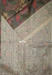 Multicolor with Rosewood Bloom - Yamini Paper Silk with Moden Prints with Zari Style Printed Border - Perfect Office Wear | Casual Wear