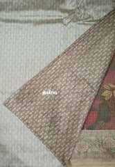 Multicolor with Rosewood Bloom - Yamini Paper Silk with Moden Prints with Zari Style Printed Border - Perfect Office Wear | Casual Wear