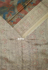 Multicolor with Ash Grey - Yamini Paper Silk with Moden Prints with Zari Style Printed Border - Perfect Office Wear | Casual Wear
