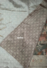 Multicolor with Mocha Brown - Yamini Paper Silk with Moden Prints with Zari Style Printed Border - Perfect Office Wear | Casual Wear
