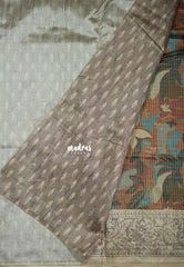 Multicolor with Rust Brown - Yamini Paper Silk with Moden Prints with Zari Style Printed Border - Perfect Office Wear | Casual Wear