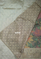 Multicolor with Teal Gardern - Yamini Paper Silk with Moden Prints with Zari Style Printed Border - Perfect Office Wear | Casual Wear