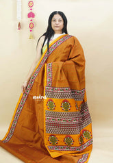 Turmeric - Zara Malgudi Printed Silk Saree - Best for Office Wear