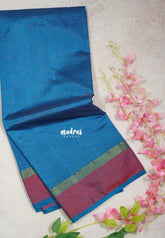 Peacock Blue - Arani Semi Silk Saree Muthukattam with Skirt Border - Best for Regular Wear | Temple Visit