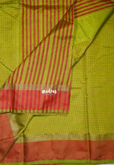 Mehndi Olive Green - Arani Semi Silk Saree Muthukattam with Skirt Border - Best for Regular Wear | Temple Visit