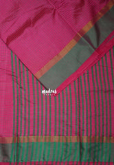 Magenta Pink - Arani Semi Silk Saree Muthukattam with Skirt Border - Best for Regular Wear | Temple Visit