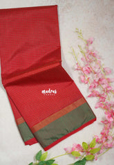 Spicy Red - Arani Semi Silk Saree Muthukattam with Skirt Border - Best for Regular Wear | Temple Visit