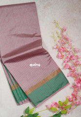 Blush Pink - Arani Semi Silk Saree Muthukattam with Skirt Border - Best for Regular Wear | Temple Visit