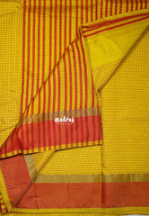 Marigold Yellow - Arani Semi Silk Saree Muthukattam with Skirt Border - Best for Regular Wear | Temple Visit