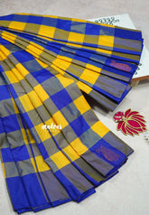 MS Blue yellow kattam - Arani semi silk saree multi colour checks - Paalum Pazhamum