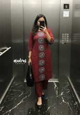Rust red - Aavani - Pre-washed Handblock Co-Ord Set Perfect for Office Wear | Casual Days | Everyday wear