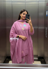 Blush pink - Aavani - Mul Chanderi Delicate multicolor embroidery Kurta Set with Dupatta - Best for Festive gatherings
