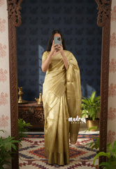Ahaana - Nita Ambani inspired semi silk with emboss weaving plain border - Pure gold