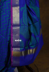 Dual Shade MS Amma Blue - Ahaana - Semi Silk with Tissue Border - Best for Small Functions