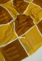 Mustard Yellow - Ahimsa Silk with Bagru Handblock Saree with Contemporary Design | Best for Regular Wear | Casual Wear