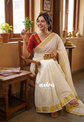 Ivory White - Ambigai - South Cotton Saree Checks with Sungudi Double Blouse Combo - Best for Festive Wear
