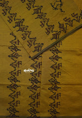 Antique Mustard - Ambigai polycotton with contrast blouse combo