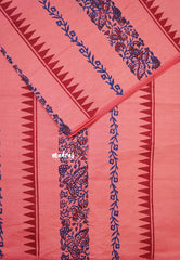 Coral Pink - Ambigai polycotton with contrast blouse combo
