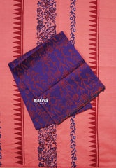 Coral Pink - Ambigai polycotton with contrast blouse combo