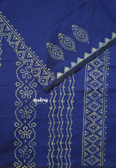 Navy Blue - Ambigai polycotton with contrast blouse combo