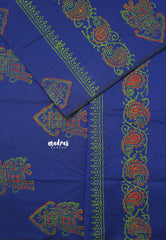 Navy Blue - Ambigai polycotton with contrast blouse combo