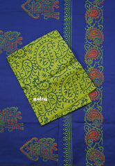 Navy Blue - Ambigai polycotton with contrast blouse combo