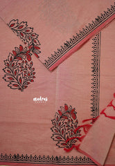 Peach - Ambigai polycotton with contrast blouse combo