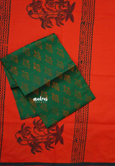 Neon Orange - Ambigai polycotton with contrast blouse combo