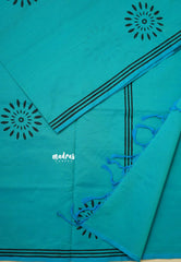 Dualshade sky Blue - Ambigai polycotton with contrast blouse combo