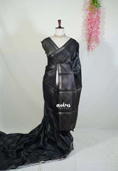Jet Black - Ananya - Soft Mangalore Silk Saree with Kolam Prints - Best for Casual Gatherings