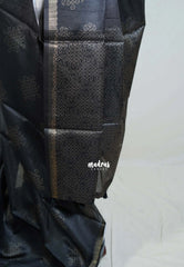 Jet Black - Ananya - Soft Mangalore Silk Saree with Kolam Prints - Best for Casual Gatherings
