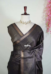 Coffee Brown - Ananya - Soft Mangalore Silk Saree with Kolam Prints - Best for Casual Gatherings