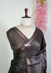 Coffee Brown - Ananya - Soft Mangalore Silk Saree with Kolam Prints - Best for Casual Gatherings
