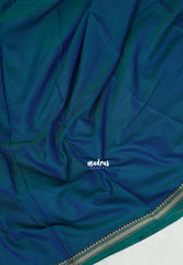 Dual Shade Teal Blue - Andal - Mercerised Cotton with Silk Finish Thread Weaving Border - Perfect for Regular Wear | Casual Wear