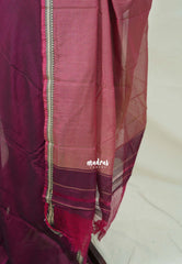 Dual Shade Mulberry Purple - Andal - Mercerised Cotton with Silk Finish Thread Weaving Border - Perfect for Regular Wear | Casual Wear