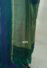 Dual Shade Teal Green - Andal - Mercerised Cotton with Silk Finish Thread Weaving Border - Perfect for Regular Wear | Casual Wear