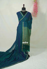 Dual Shade Teal Green - Andal - Mercerised Cotton with Silk Finish Thread Weaving Border - Perfect for Regular Wear | Casual Wear