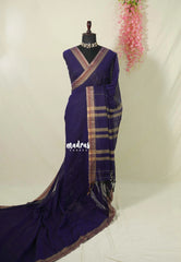 Royal Purple - Andal – Narayanpet Silk Cotton with Thread Weaving Border - Perfect for Regular Wear | Casual Wear