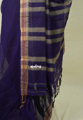 Royal Purple - Andal – Narayanpet Silk Cotton with Thread Weaving Border - Perfect for Regular Wear | Casual Wear