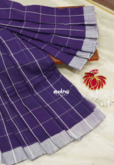 Purple - Andrea - Premium Khadi cotton checks both with skirt border - Best for Daily Use
