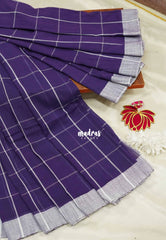 Purple - Andrea - Premium Khadi cotton checks both with skirt border