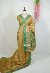 Golden Sand Brown - Arani Semi Silk Saree Muthukattam with Skirt Border - Best for Regular Wear | Temple Visit